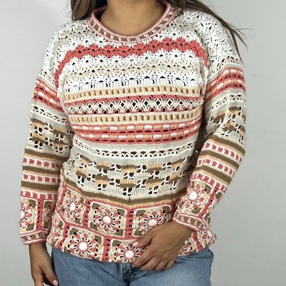 Cape‎ Isle Knitters Handmade Crochet Knit Sweater